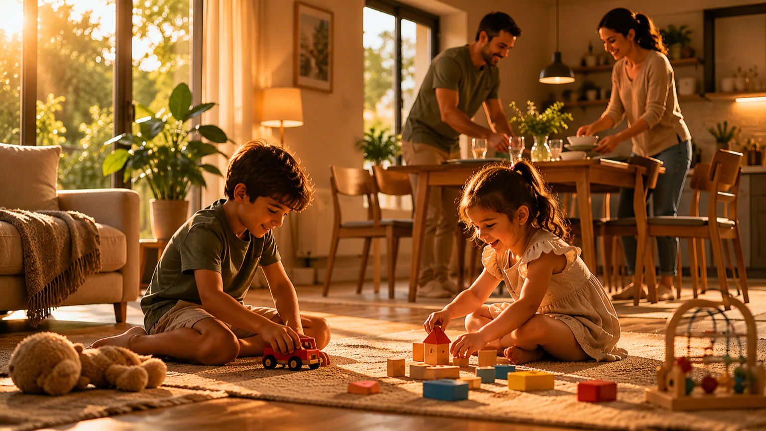 Seus filhos brincando. A rotina acontecendo.